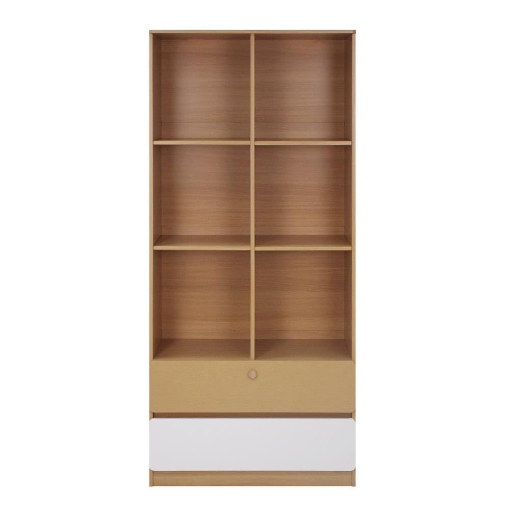 ชั้นวางของผสม 6 ช่อง 2 ลิ้นชัก FURDINI AOMI 80 ซม. สี NATURAL OAK/ขาว