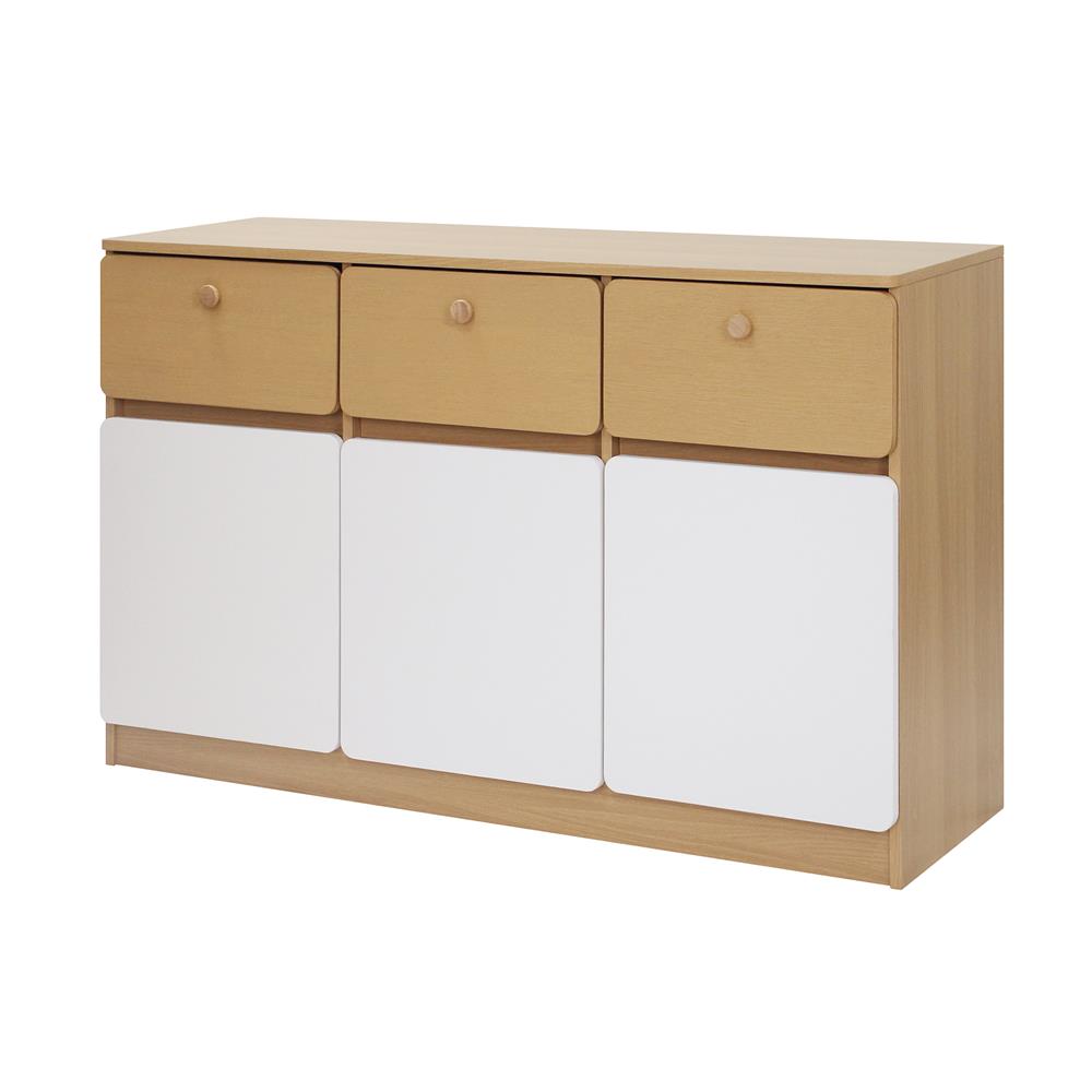 ตู้เตี้ย 3 ลิ้นชัก 3 บานเปิด FURDINI AOMI 120 ซม. สี NATURAL OAK/ขาว