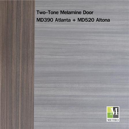 ประตูภายในเมลามีน ไม่เจาะลูกบิด METRO MD390 ATLANTA+MD520 ALTONA 70x200 ซม. สีเทา-โอ๊ค_1