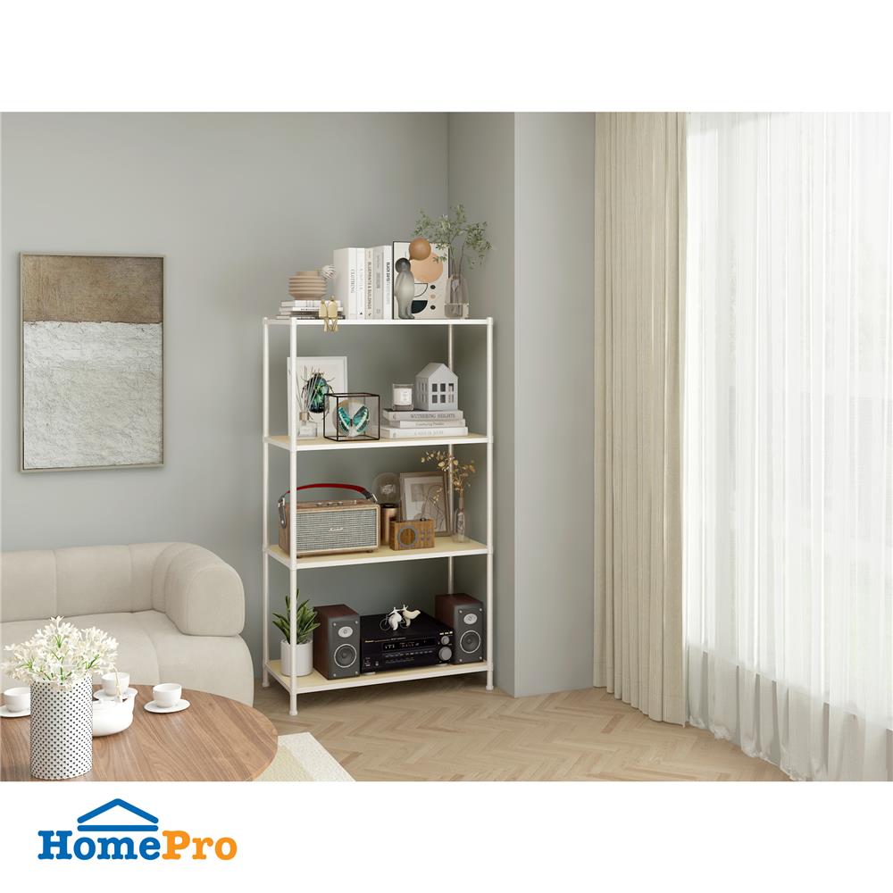 ชั้นวางของ 4 ชั้น FURDINI COZI 90 ซม. สีขาว/NATURAL