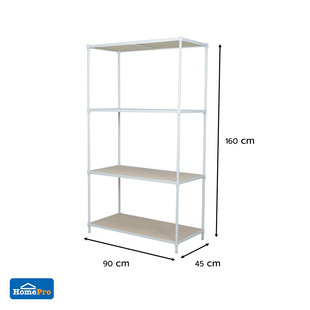 ชั้นวางของ 4 ชั้น FURDINI COZI 90 ซม. สีขาว/NATURAL