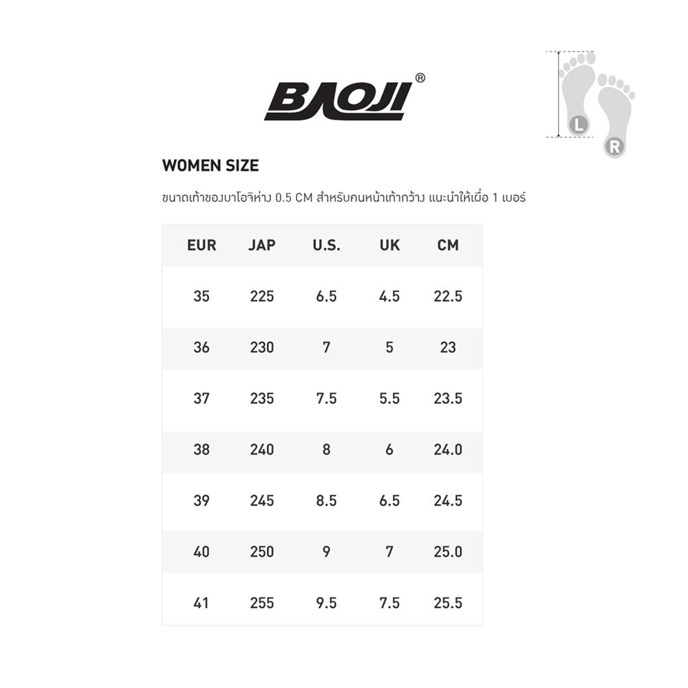 รองเท้าผ้าใบผู้หญิง BAOJI BJW1130 เบอร์ 37 สีขาว/ชมพู