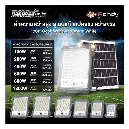 สปอตไลท์ SOLAR RANDY DW-BWC 400 วัตต์ COOL WHITE สีเทา พร้อมกล้อง CCTV_10