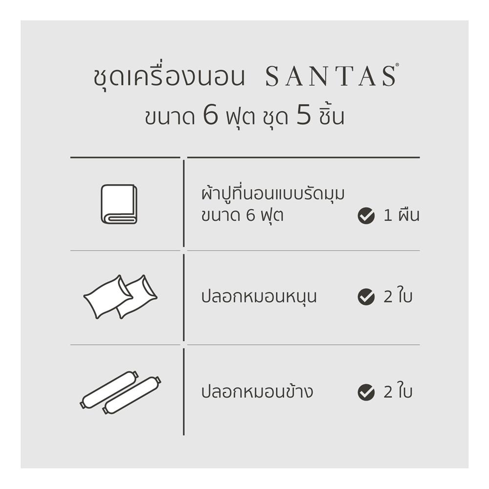ชุดผ้าปูที่นอน 6 ฟุต (ชุด 5 ชิ้น) SANTAS MODAL PEACHY OS