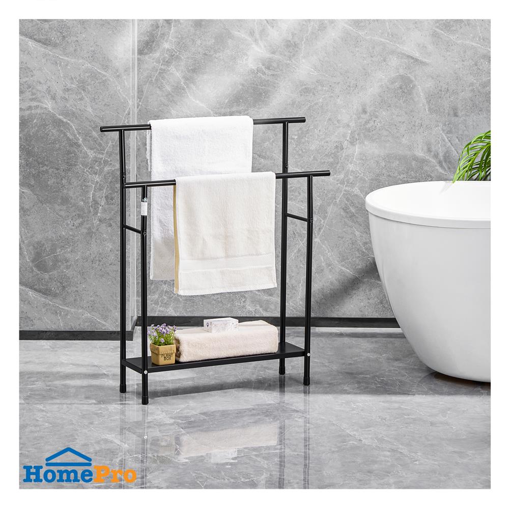 ราวพาดผ้า 2 เส้น PLIM RIGA 72.5x19.6x88.3 ซม. สีดำ