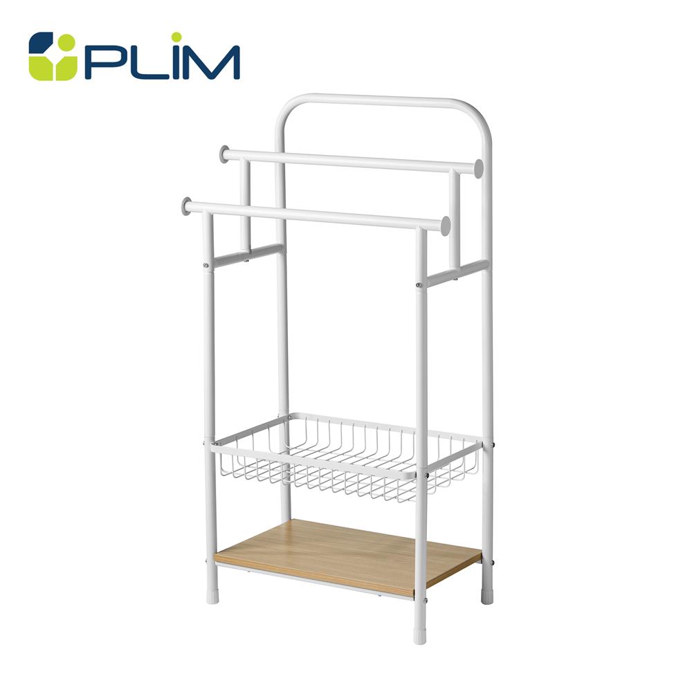 ราวพาดผ้า 3 เส้น พร้อมชั้นวางของ 2 ชั้น PLIM LINZ 61 ซม. สีขาว