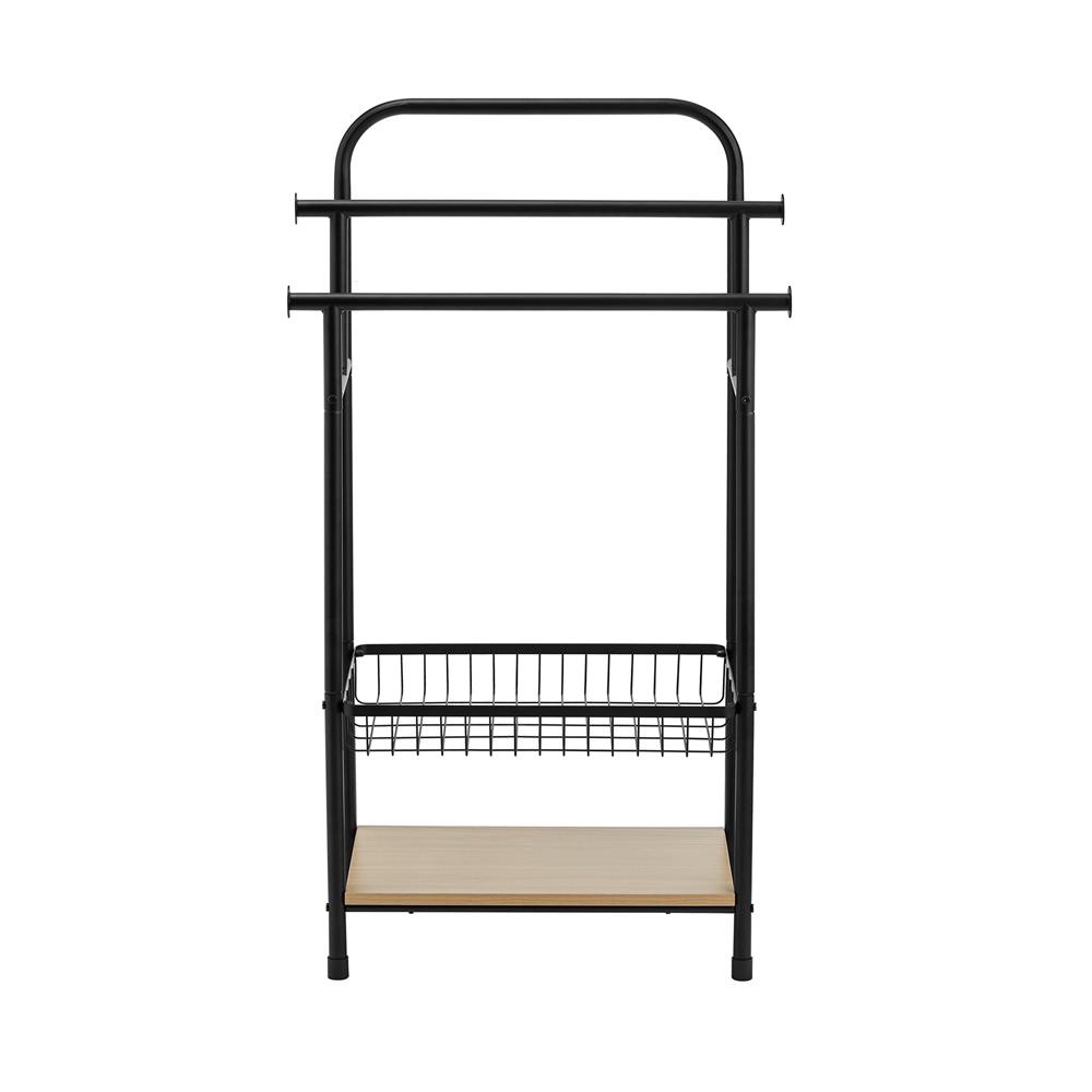 ราวพาดผ้า 3 เส้น พร้อมชั้นวางของ 2 ชั้น PLIM LINZ 61 ซม. สีดำ