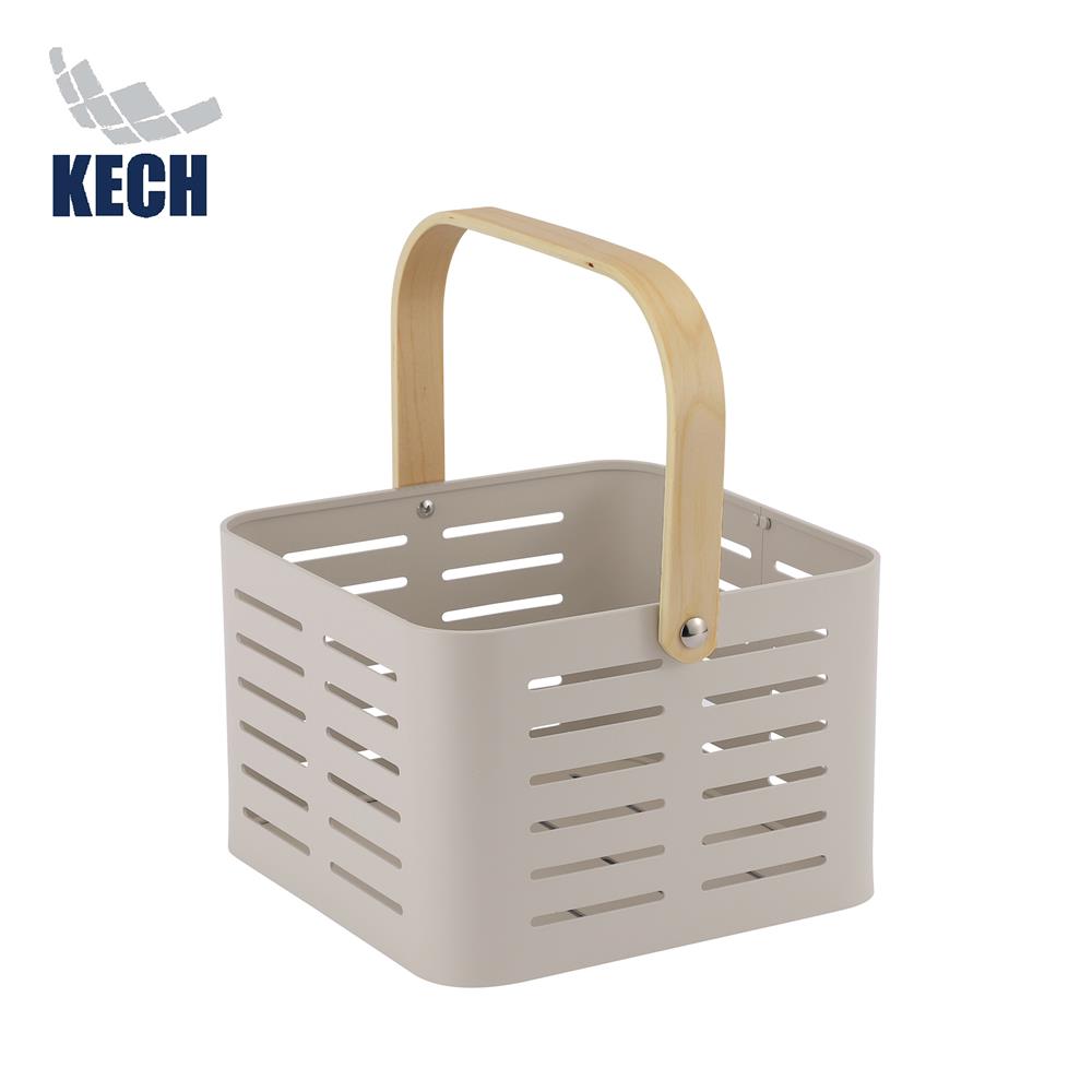 ตะกร้าอะลูมิเนียม มีหูหิ้ว KECH LEGACY SIZE M สีเบจ_1