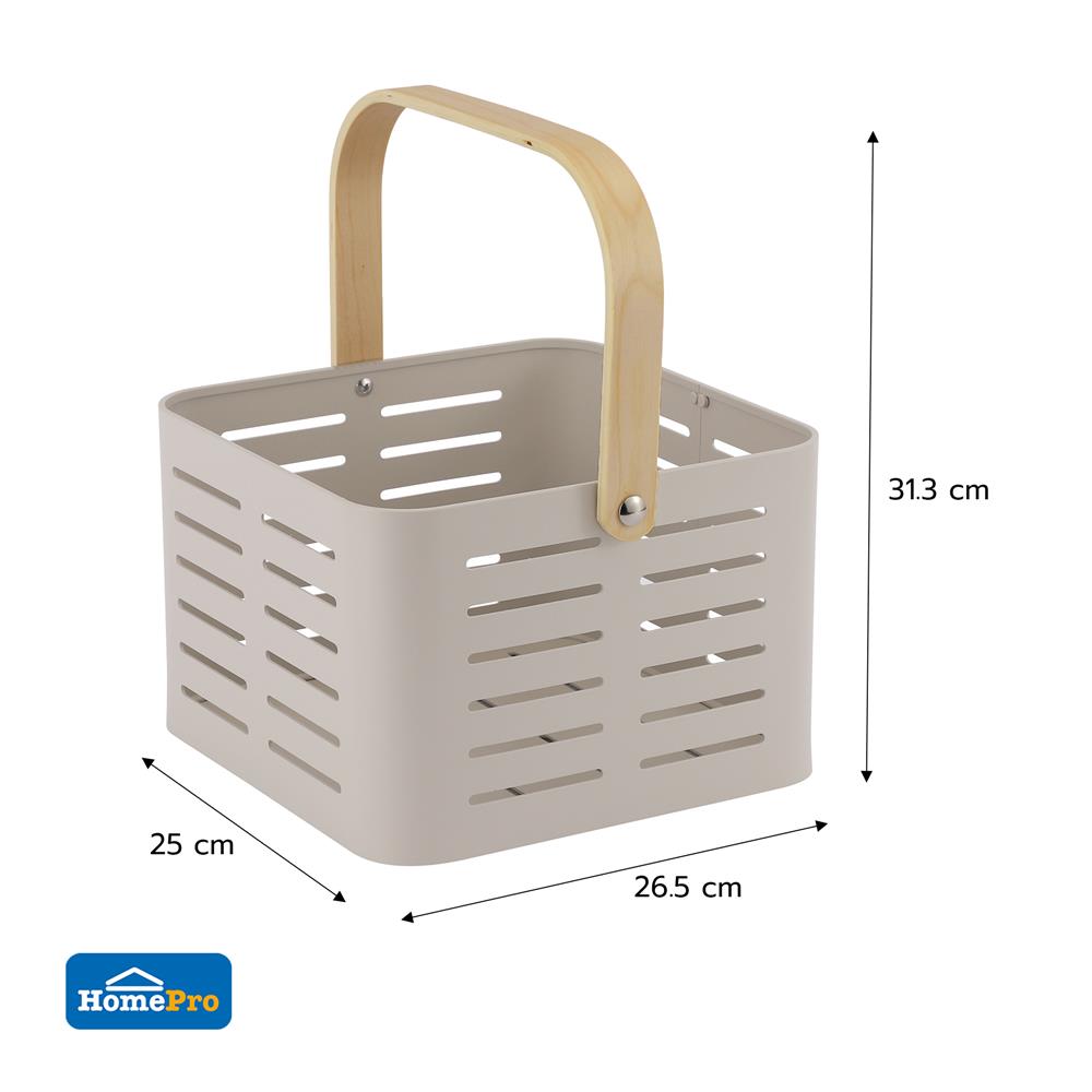 ตะกร้าอะลูมิเนียม มีหูหิ้ว KECH LEGACY SIZE M สีเบจ
