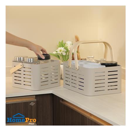 ตะกร้าอะลูมิเนียม มีหูหิ้ว KECH LEGACY SIZE M สีเบจ_4