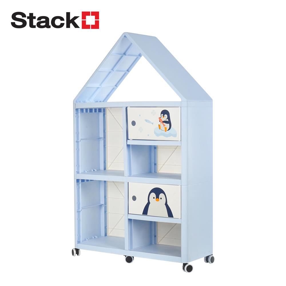 ตู้บานเปิด 2 บาน STACKO LITTLE-P 65x26x108 ซม. สีฟ้า/ขาว