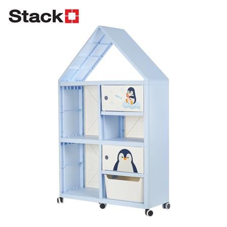ตู้บานเปิด 2 บาน STACKO LITTLE-P 65x26x108 ซม. สีฟ้า/ขาว_0