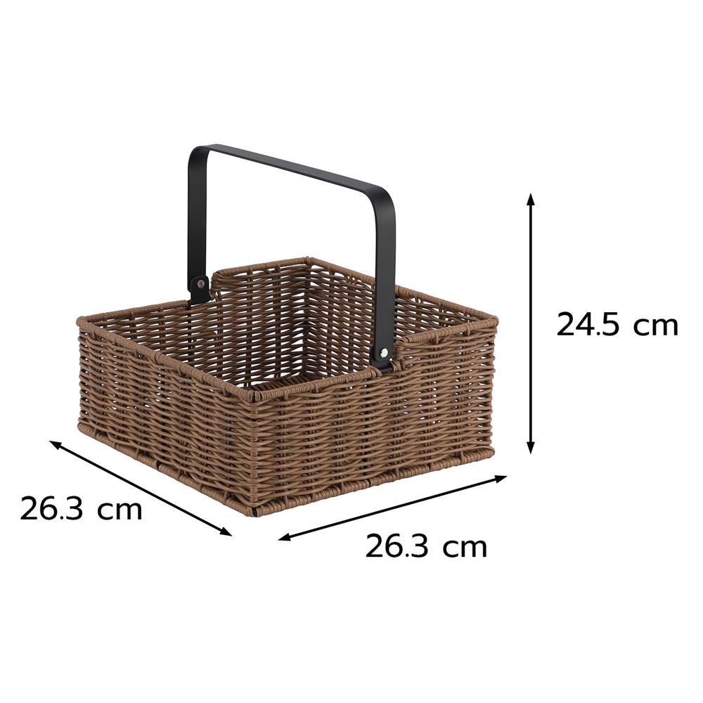 ตะกร้าหวายเทียมทรงสี่เหลี่ยมมีหูหิ้ว KECH HAZEL 26.3x26.3x24.5 ซม.