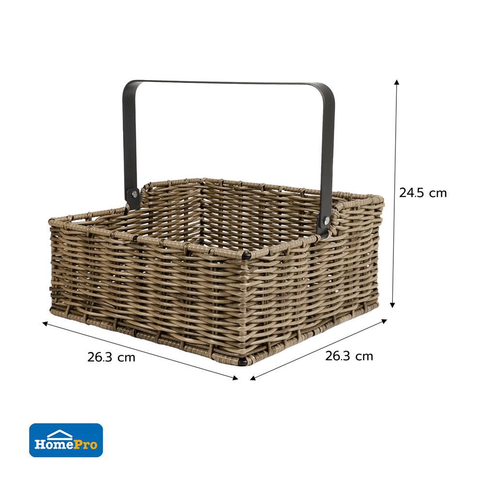 ตะกร้าหวายเทียมทรงสี่เหลี่ยมมีหูหิ้ว KECH HAZEL 26.3x26.3x24.5 ซม.