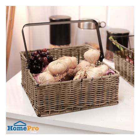 ตะกร้าหวายเทียมทรงสี่เหลี่ยมมีหูหิ้ว KECH HAZEL 26.3x26.3x24.5 ซม._5