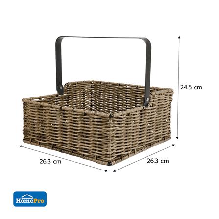 ตะกร้าหวายเทียมทรงสี่เหลี่ยมมีหูหิ้ว KECH HAZEL 26.3x26.3x24.5 ซม._7