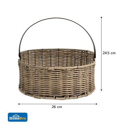 ตะกร้าหวายเทียมทรงกลม มีหูหิ้ว KECH HAZEL 26x26x24.5 ซม._5