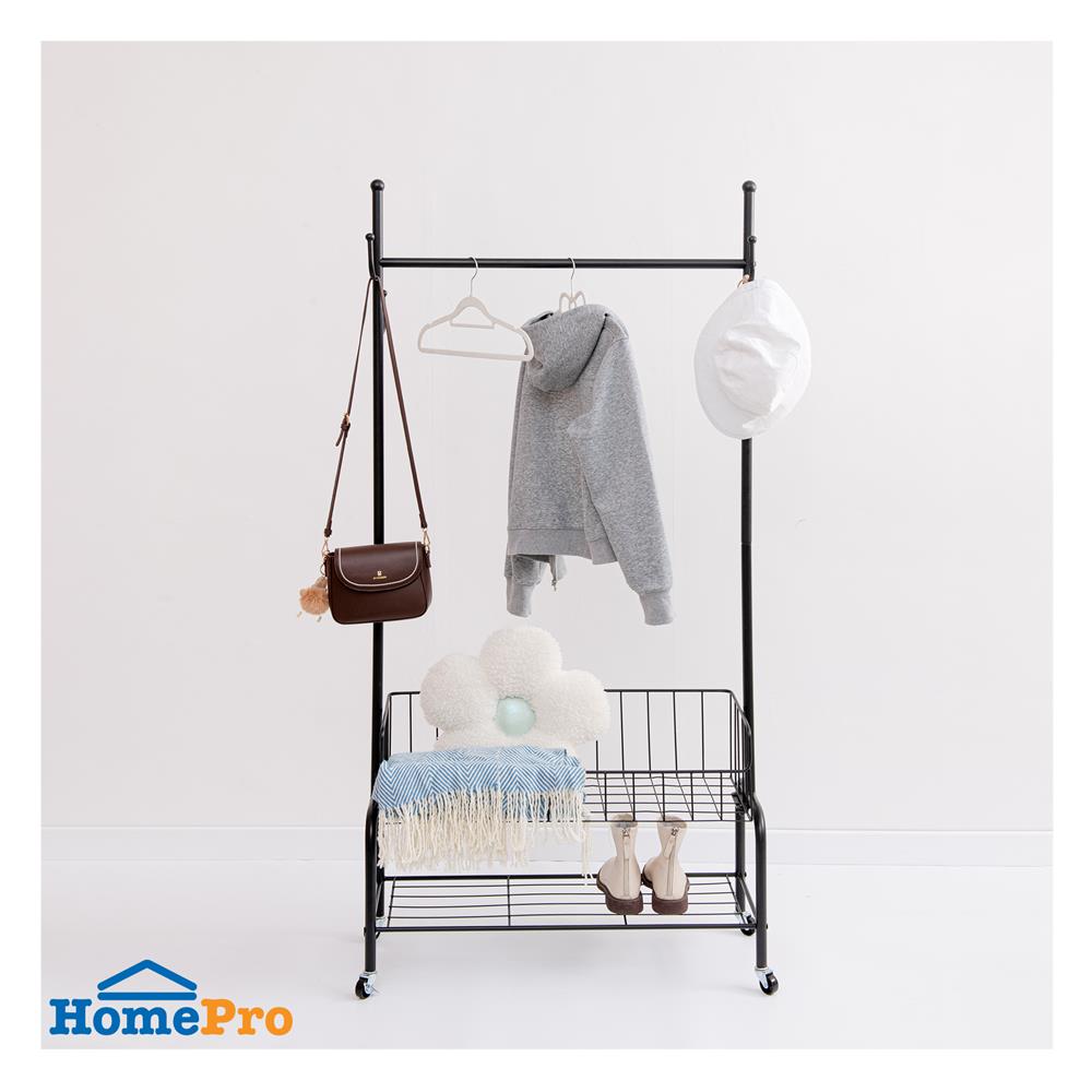 ราวแขวนผ้าพร้อมตะกร้าใส่ของ PLIM ZURICH 80 ซม. สีดำ