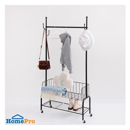 ราวแขวนผ้าพร้อมตะกร้าใส่ของ PLIM ZURICH 80 ซม. สีดำ_6