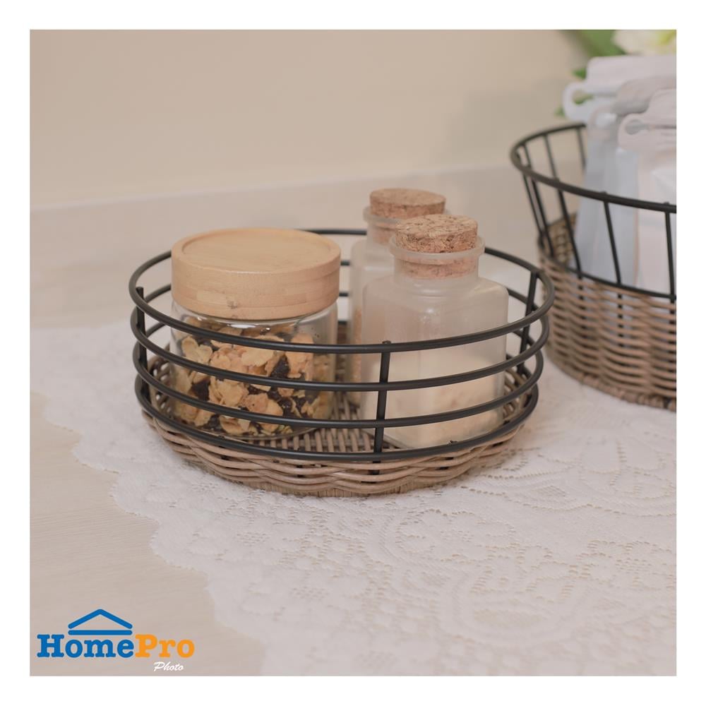 ตะกร้าหวายเทียมทรงกลมเตี้ย KECH HAZEL 22x22x8.3 ซม.