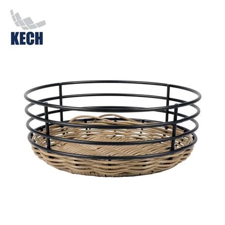 ตะกร้าหวายเทียมทรงกลมเตี้ย KECH HAZEL 22x22x8.3 ซม._0