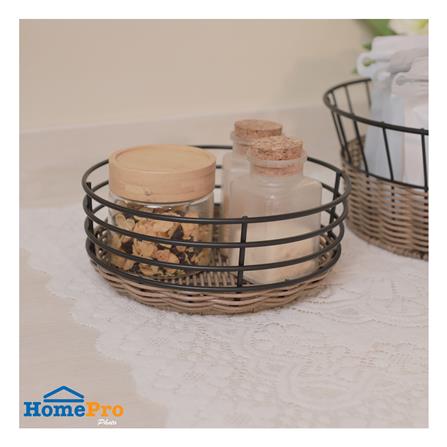 ตะกร้าหวายเทียมทรงกลมเตี้ย KECH HAZEL 22x22x8.3 ซม._4