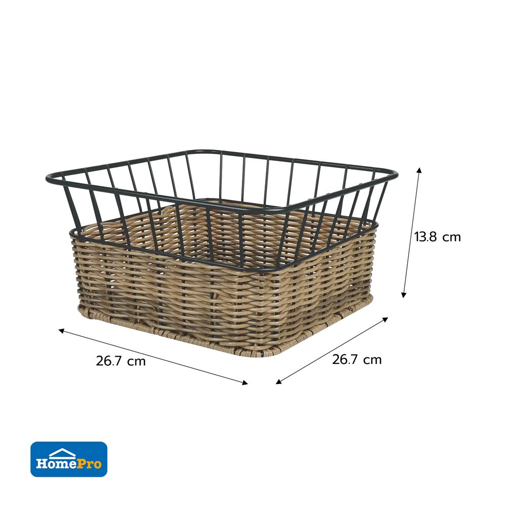 ตะกร้าหวายเทียมทรงสี่เหลี่ยมจัตุรัส KECH HAZEL 26.7x26.7x13.8 ซม.