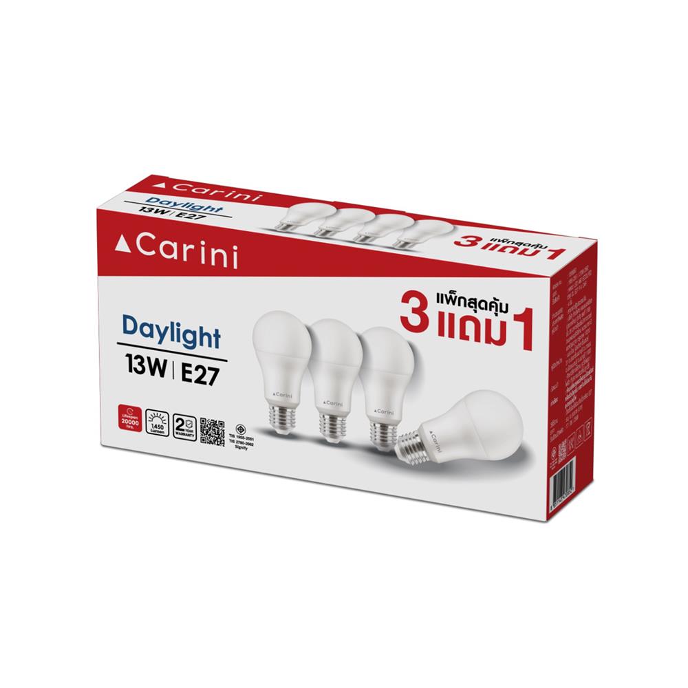 หลอด LED CARINI A60 ECOLIFE2 13 วัตต์ DAYLIGHT E27 (แพ็ก 4 ชิ้น)