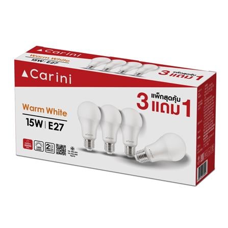 หลอด LED CARINI A60 ECOLIFE2 15 วัตต์ WARM WHITE E27 (แพ็ก 4 ชิ้น)_1