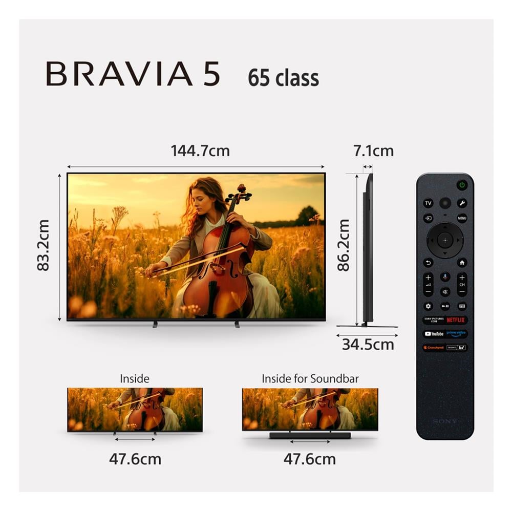ทีวีมินิแอลอีดี 65 นิ้ว SONY (4K, MINI LED (QLED), GOOGLE TV) BRAVIA 5 K-65XR50
