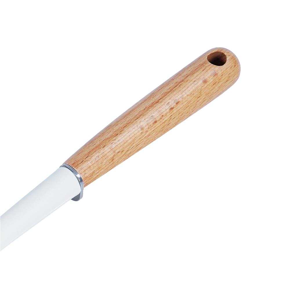 ตะหลิวมีร่องอเนกประสงค์ซิลิโคน ด้ามไม้ KECH ZC-MGK6 สีขาว/น้ำตาล