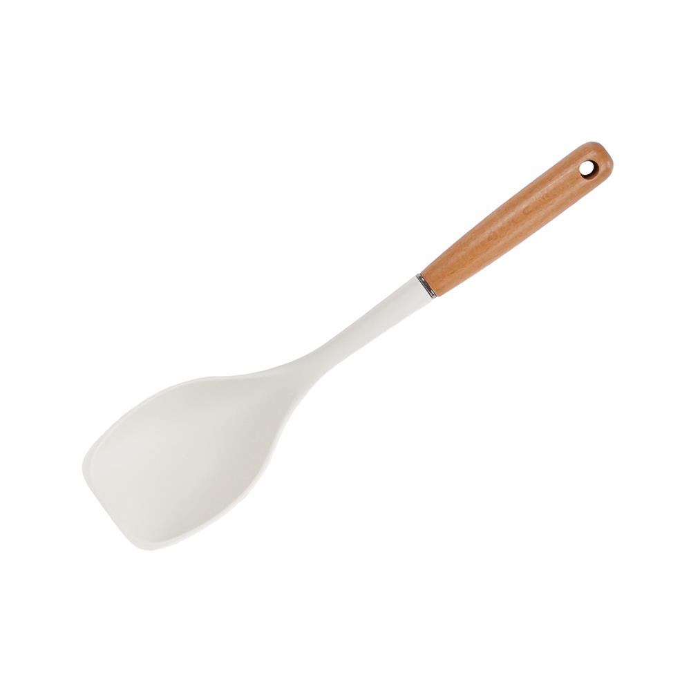 ตะหลิวอเนกประสงค์ซิลิโคน ด้ามไม้ KECH ZC-MGK5 สีขาว/น้ำตาล