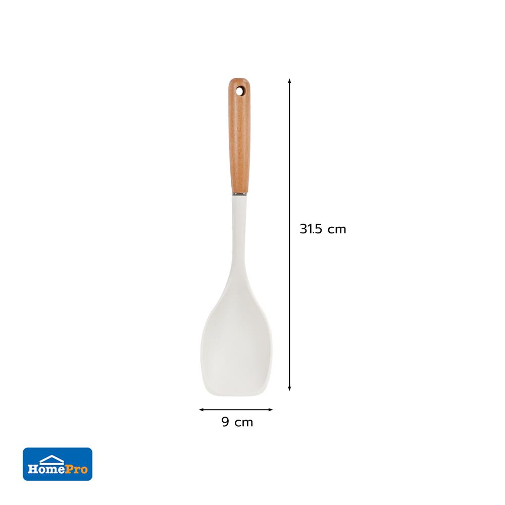 ตะหลิวอเนกประสงค์ซิลิโคน ด้ามไม้ KECH ZC-MGK5 สีขาว/น้ำตาล