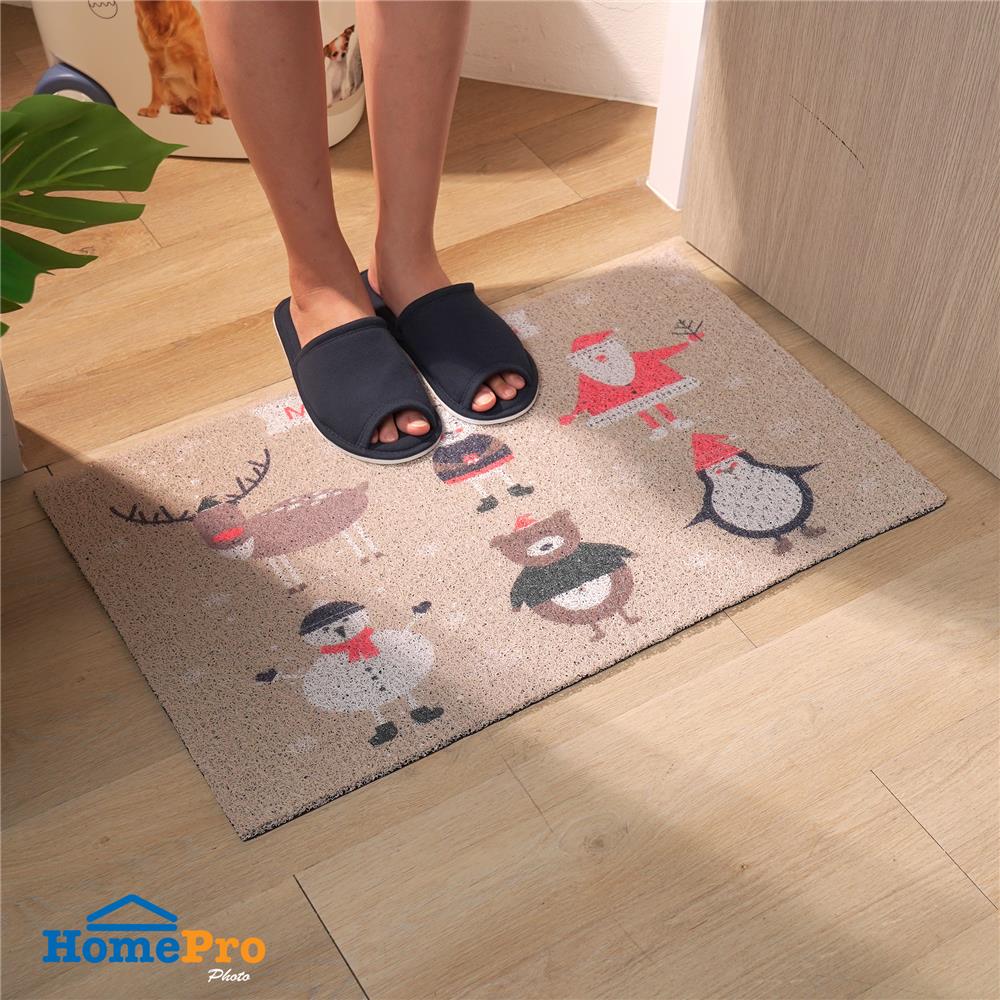 พรมเช็ดเท้าดักฝุ่น HOME LIVING STYLE MERRY 45X75 ซม. สีเบจ