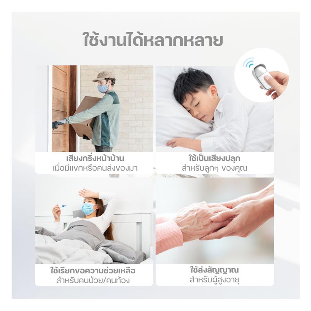 สวิตช์กดกริ่งไร้สาย HOMEMI HM0117 สีขาว