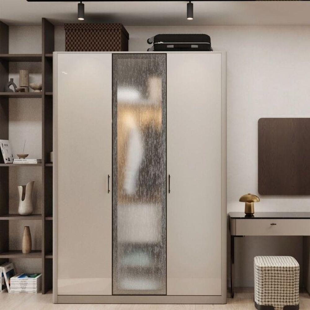 ตู้เสื้อผ้า 3 บานเปิด SB FURNITURE BLESS 19237118 160 ซม. สีเบจ