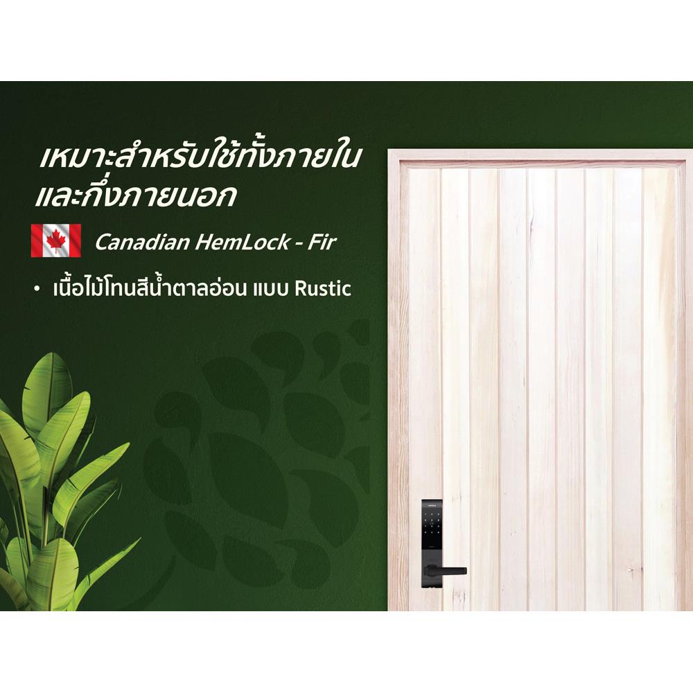 ประตูไม้เฮมล็อกเฟอร์ ไม่เจาะลูกบิด D2D ECOPINE-802 80x200 ซม. สีธรรมชาติ