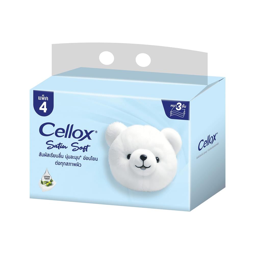 กระดาษเช็ดหน้า CELLOX SATIN 3PLY 70 แผ่น (แพ็ก 4 ชิ้น)
