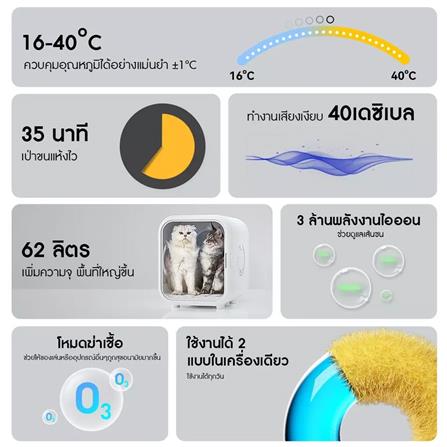 ตู้เป่าขนสัตว์เลี้ยง HOMERUNPET PD60 สีขาว_5