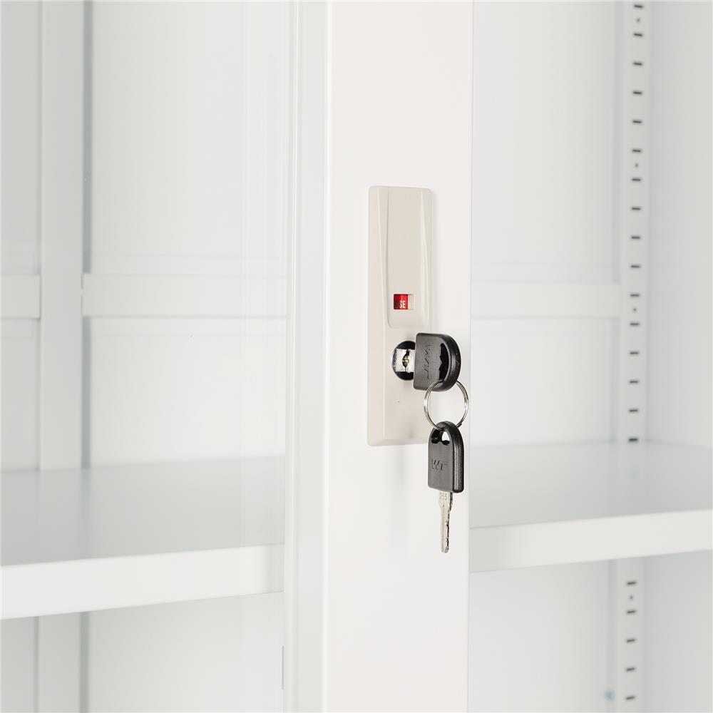 ตู้เหล็กสูง บานเลื่อนกระจก FURDINI KULLEN FYD-W016 90 ซม. สีขาว