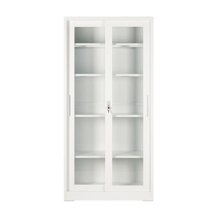 ตู้เหล็กสูง บานเลื่อนกระจก FURDINI KULLEN FYD-W016 90 ซม. สีขาว_1