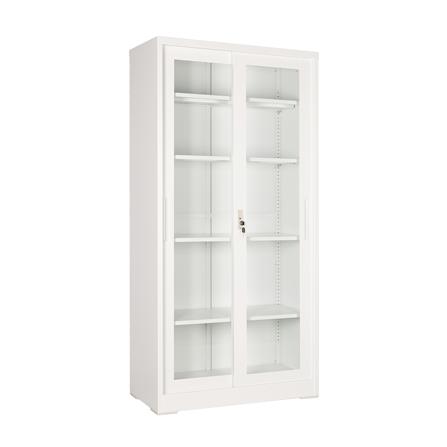 ตู้เหล็กสูง บานเลื่อนกระจก FURDINI KULLEN FYD-W016 90 ซม. สีขาว_2