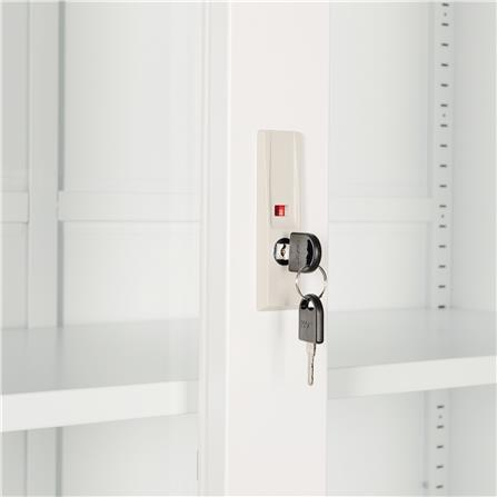 ตู้เหล็กสูง บานเลื่อนกระจก FURDINI KULLEN FYD-W016 90 ซม. สีขาว_4