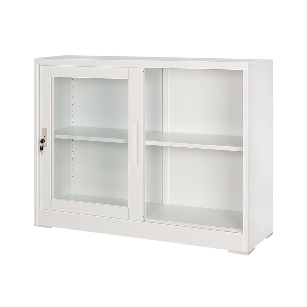 ตู้เหล็ก บานเลื่อนกระจก FURDINI KULLEN FYD-W002 120 ซม. สีขาว