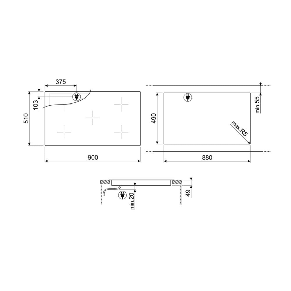 เตาฝัง+เครื่องดูดควัน SMEG SI2M7953DW+KLTI9L4X
