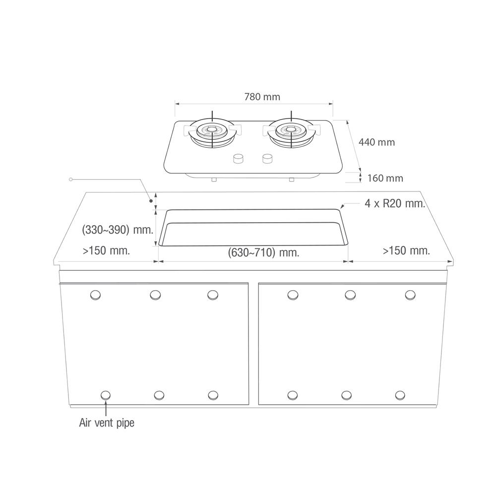 เตาฝัง+เครื่องดูดควัน LUCKY FLAME RWE-L29018P+LGS-9132TP