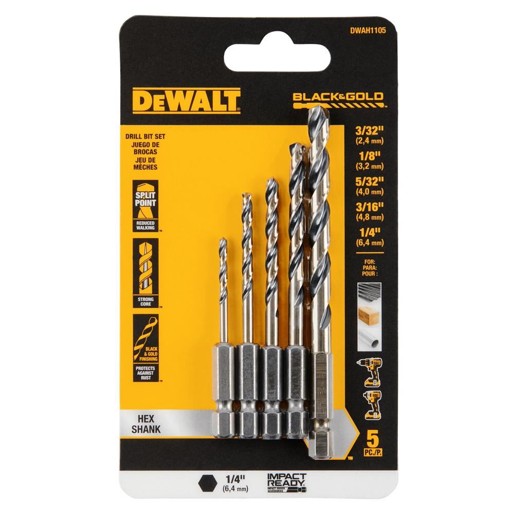 ชุดดอกสว่านก้านหกเหลี่ยม DEWALT DWAH1105 (5 ชิ้น)