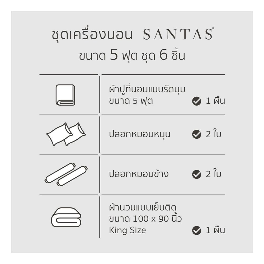 ชุดผ้าปูที่นอน 5 ฟุต (ชุด 6 ชิ้น) SANTAS COTTON USA BLOSSOM GRID LK