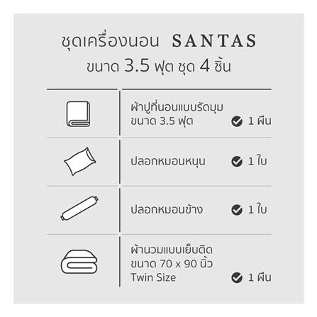 ชุดผ้าปูที่นอน 3.5 ฟุต (ชุด 4 ชิ้น) SANTAS COTTON USA BLOSSOM GRID LK_6