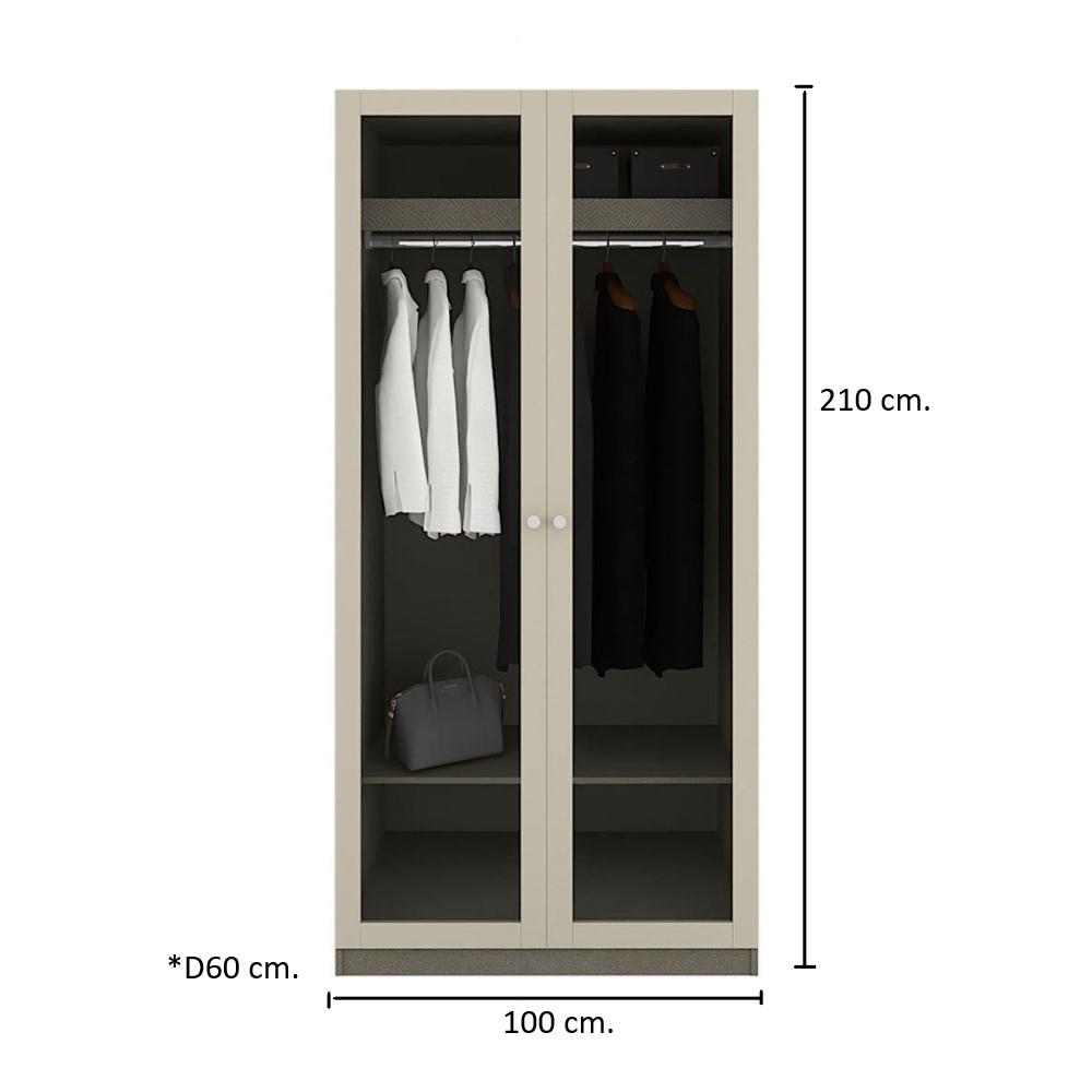 ตู้เสื้อผ้า 2 บานเปิด KONCEPT BLOX 19227947 100 ซม. สีครีม